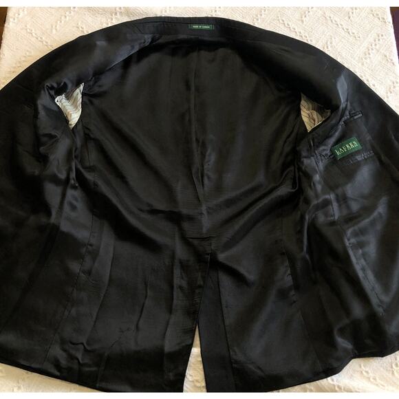 VTG 90s Ralph Lauren Green Label Wool Cashmere Suit 42R Classic Fit Black Canada - Picture 10 of 14